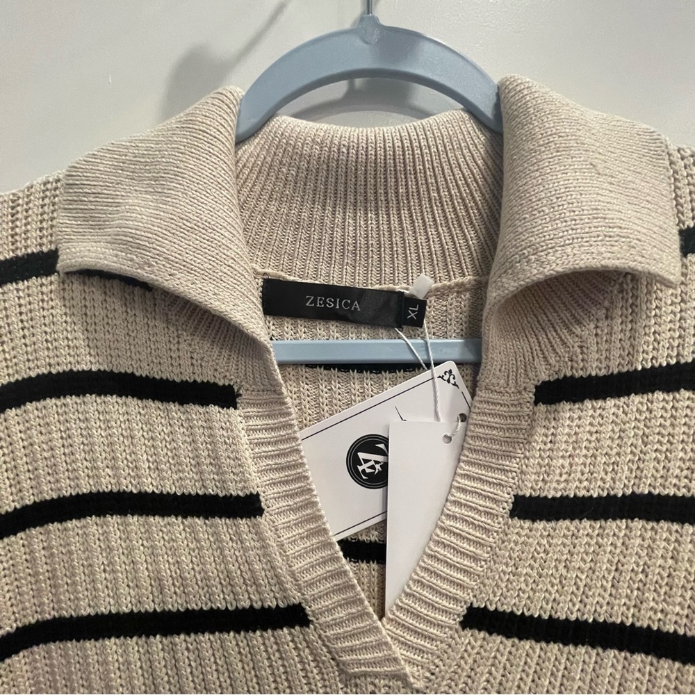 Zesica Tan with Brown Stripes Sweater Dress is New With Tags size: XL - Picture 6 of 10
